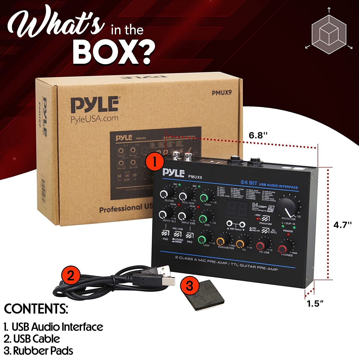 PylePro PMUX9 Pro Usb Audio Interface With Mic/Line