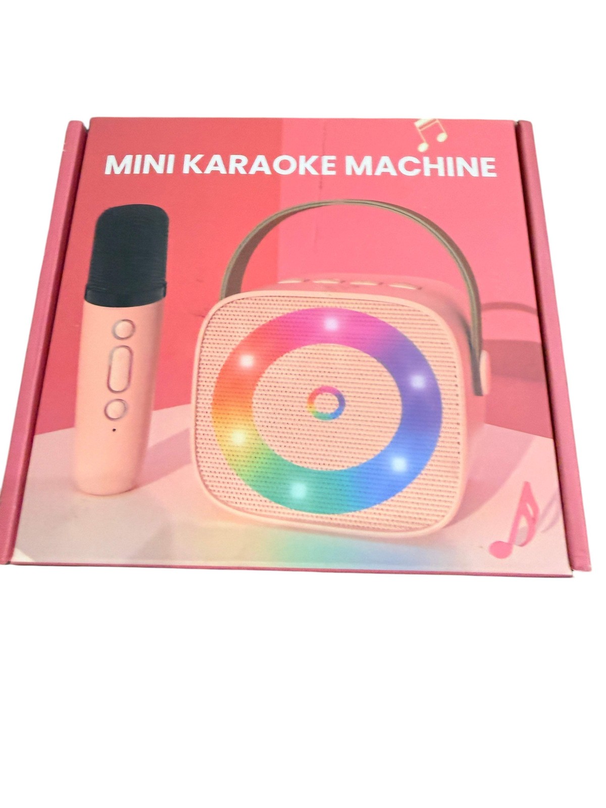 Mini Karaoke Machine Pink Bluetooth 2 Wireless Mics