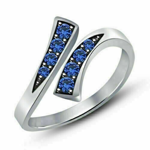Ladies Toe Ring 0.20Ct Round Cut Sapphire 14k White Gold Plated