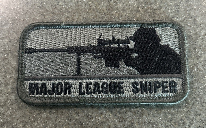 Major League Sniper Patch Hook & Loop Back Military Morale Tactical