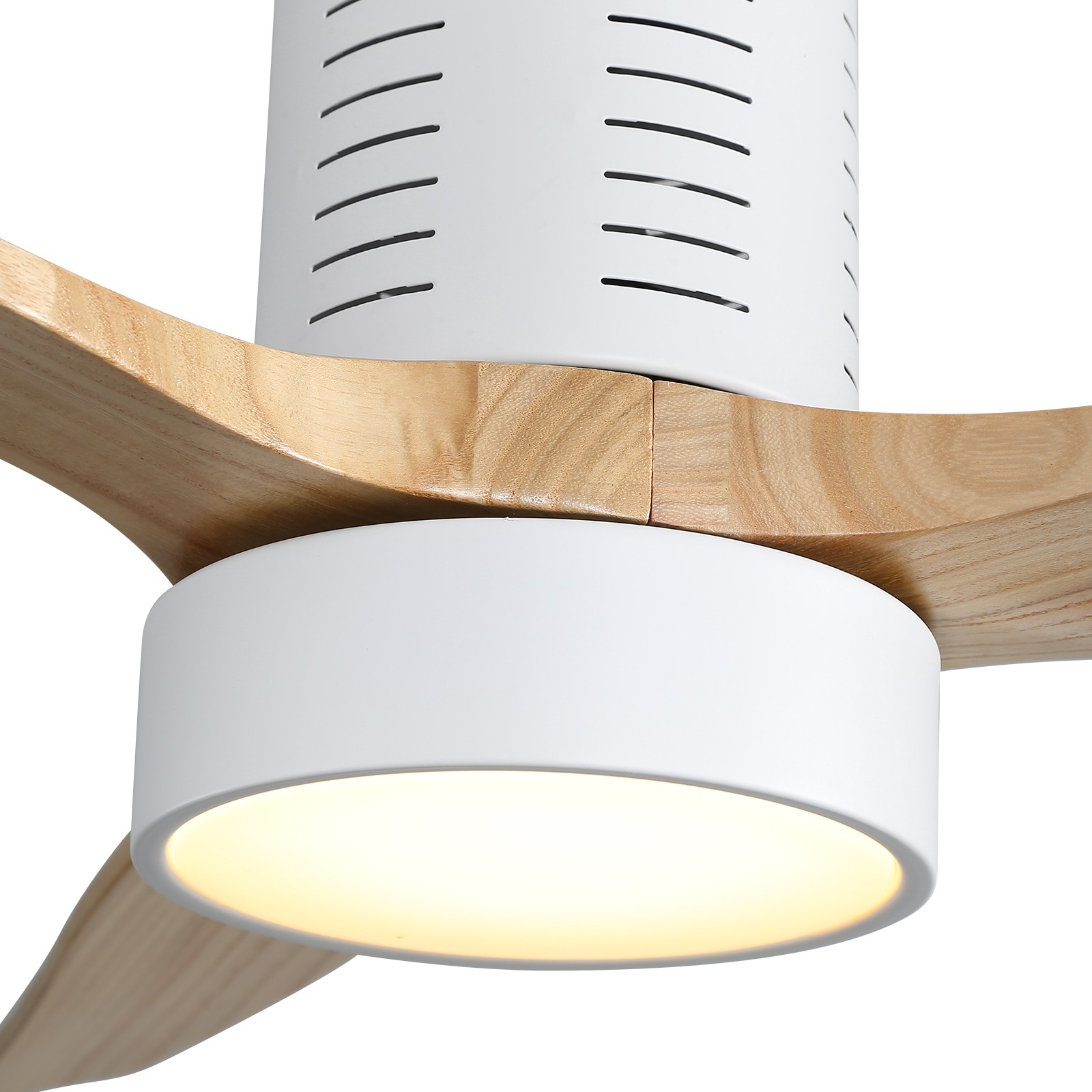 Bedroom Ceiling Fan With Integrated LED & Remote & Solid Wood Blades Reversible