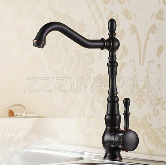 Swivel Spout Oil Rubbed Bronze Kitchen Faucet Single Handle Hole Sink Mixer Tap