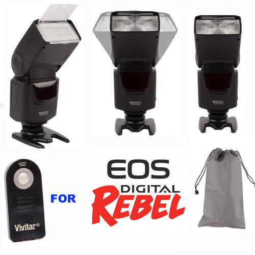 ZOOM SWIVEL PRO FLASH FOR CANON EOS T1 T2 T3 XS XSI XT XTI SL1 BY VIVITAR Photo®