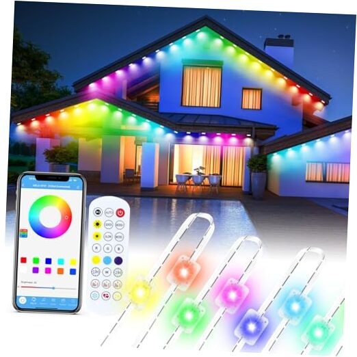 50FT Permanent Outdoor Lights, IP67 Waterproof Smart RGB LED Eave Lights with