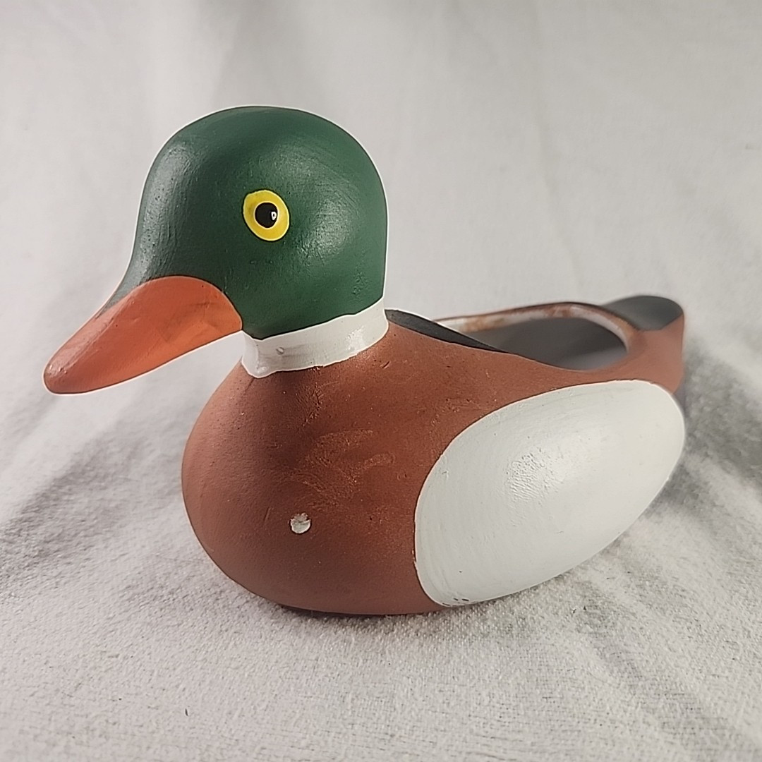 Duck Ceramic Hand Painted Mallard  Planter Decoy Decor Country VTG Taiwan
