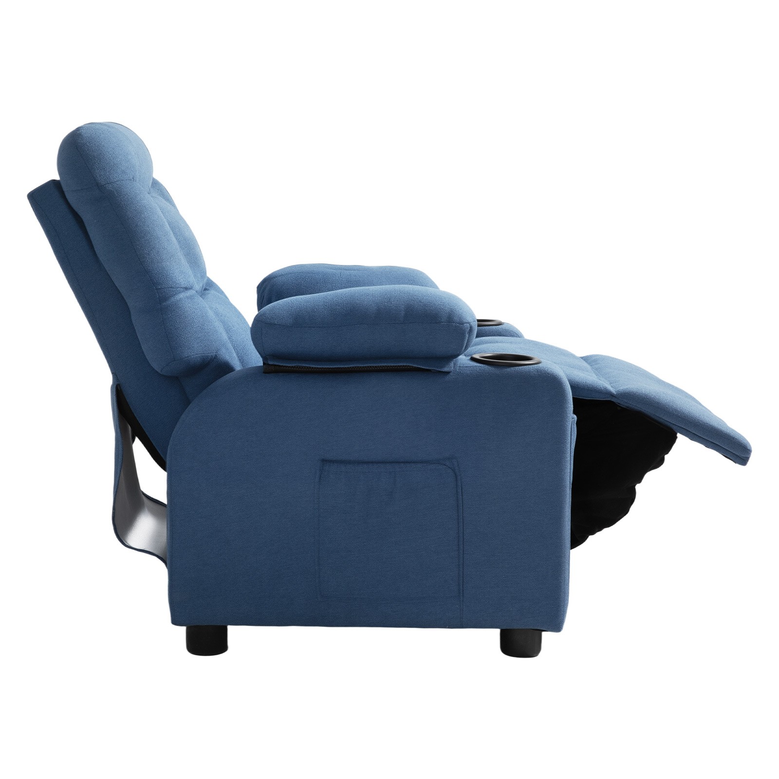 Kids Reclining Chair Toddler Recliner with Cup Holders and Pockets (Blue)