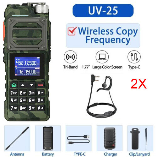 US Baofeng UV25 Walkie Talkie Long Range Tri-power Two Way Radio+48cm Antenna X2