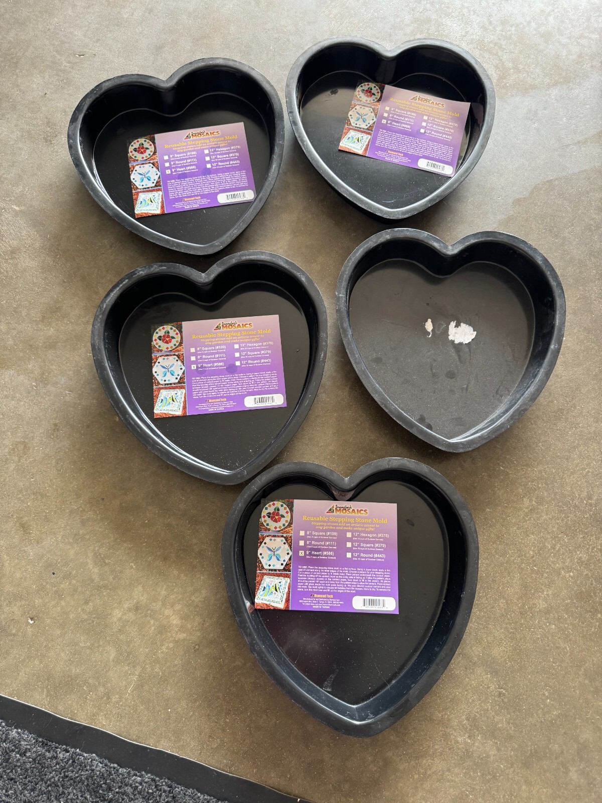 5 lot Jennifer's Mosaics Reusable HEART  Plastic Mosaic Mold 9"