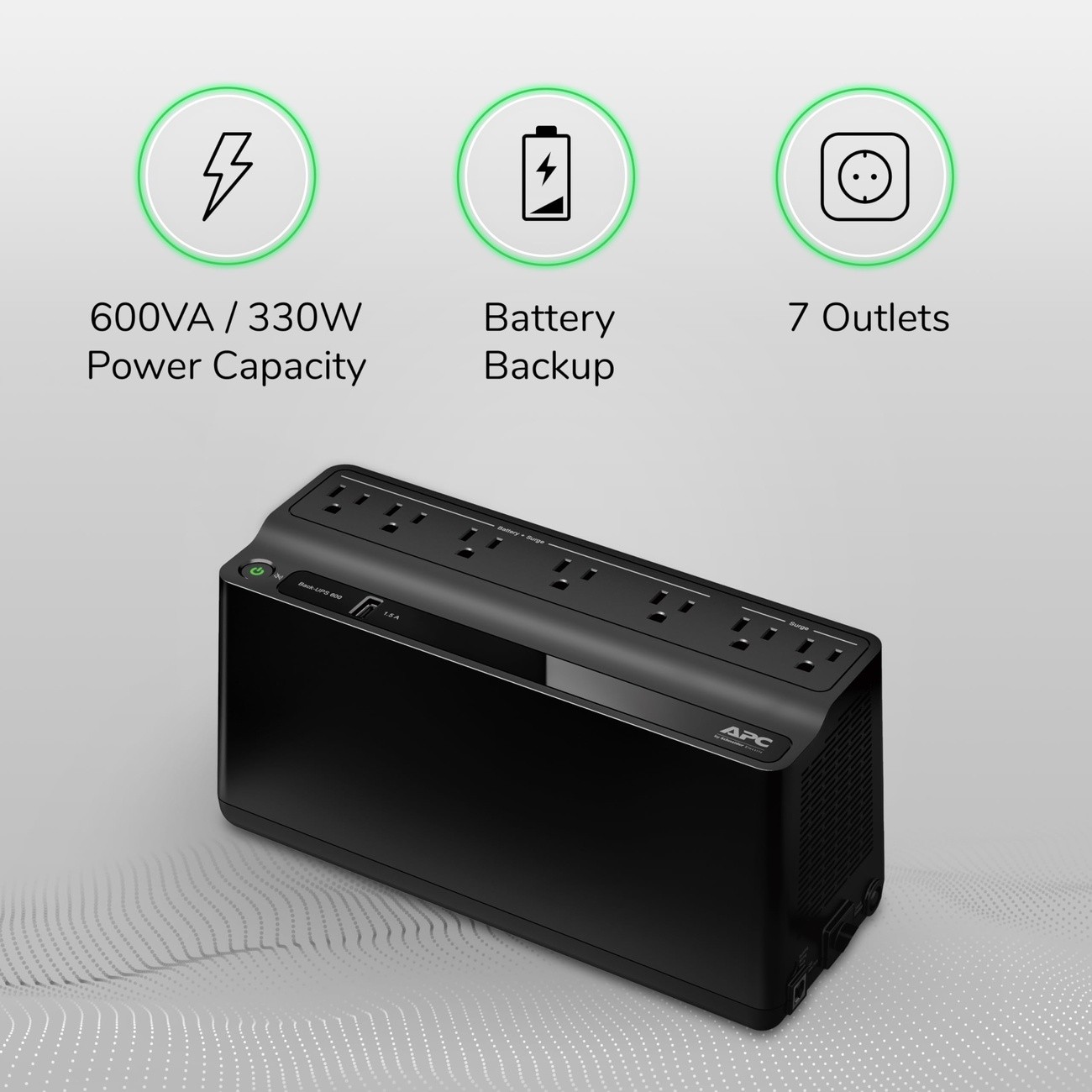 APC UPS Battery Backup 600VA 330W Surge Protector