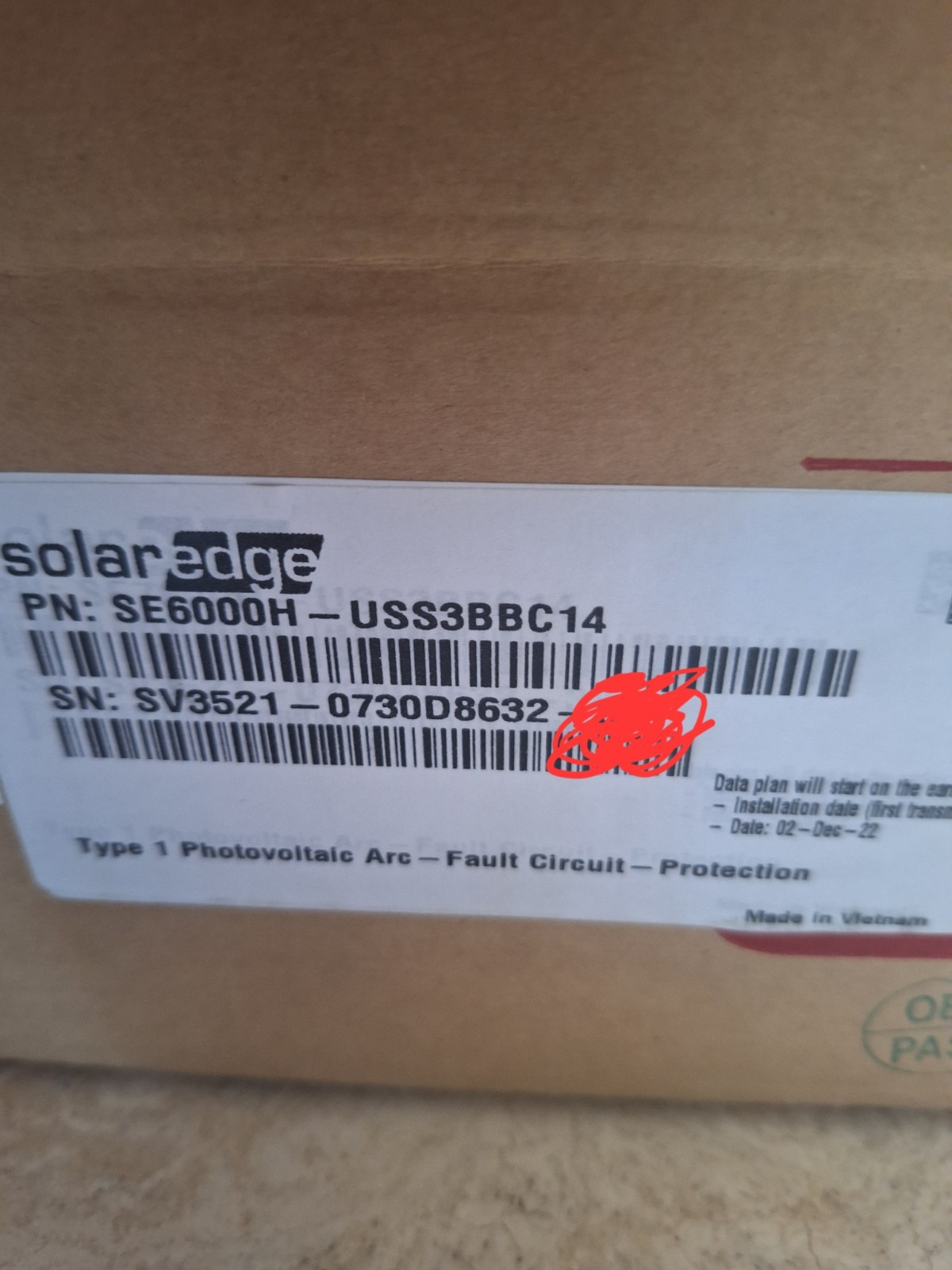 Solaredge Inverter 6000H-USS3BBC14