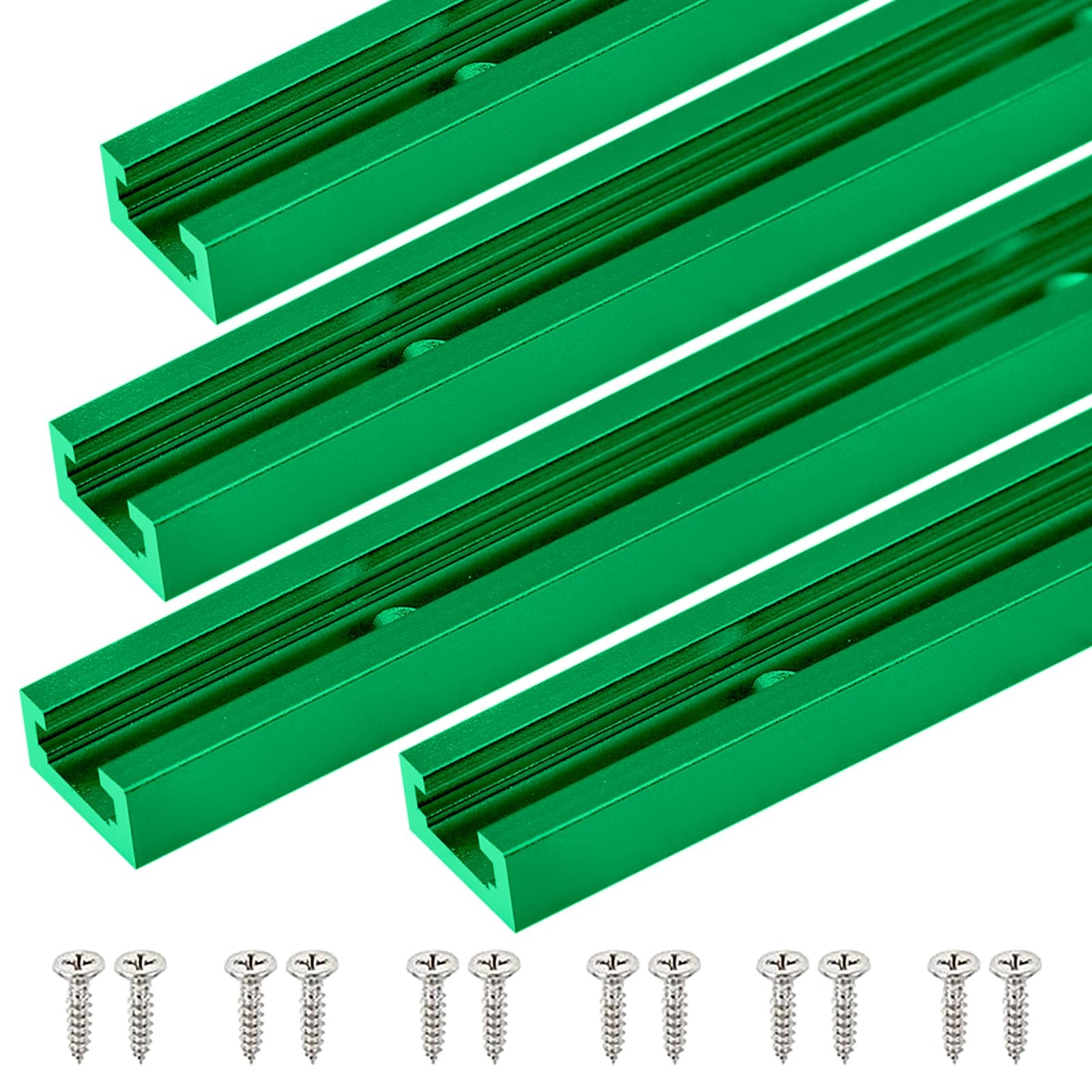 4 PCS Woodworking T Tracks Aluminum 12 Inch Green Universal Accessories