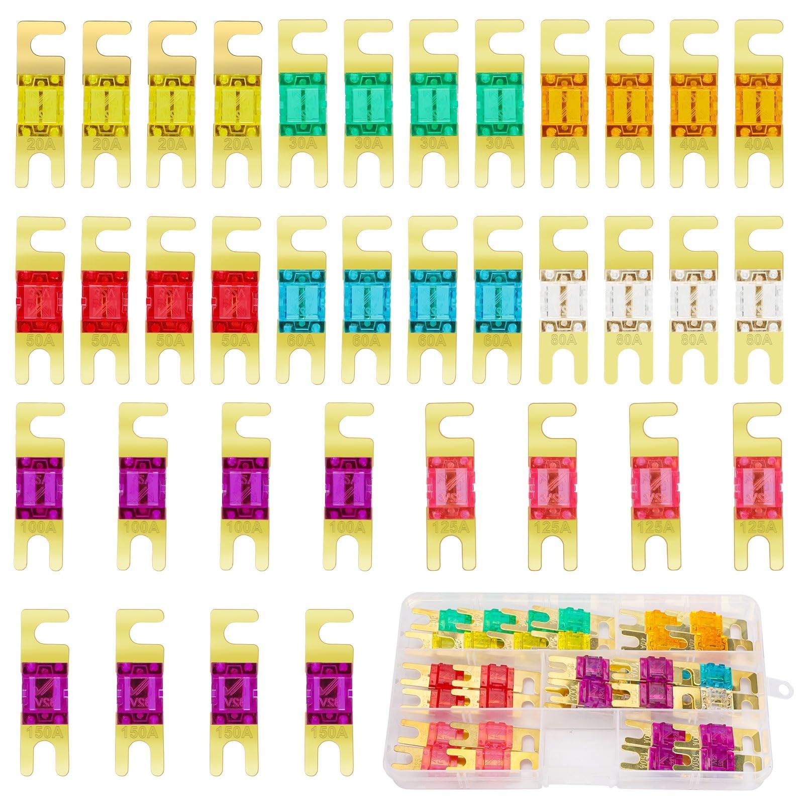Linkstye 36PCS Mini ANL Fuse, Multipack Gold-Plated ANL Blade Fuse Set (20A, ...