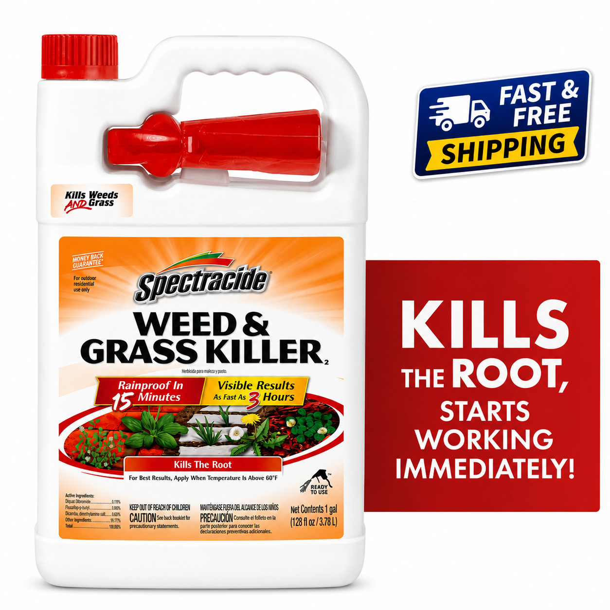 Spectracide Weed & Grass Killer, Use On Patios, Walkways and Driveways, 1 gal.