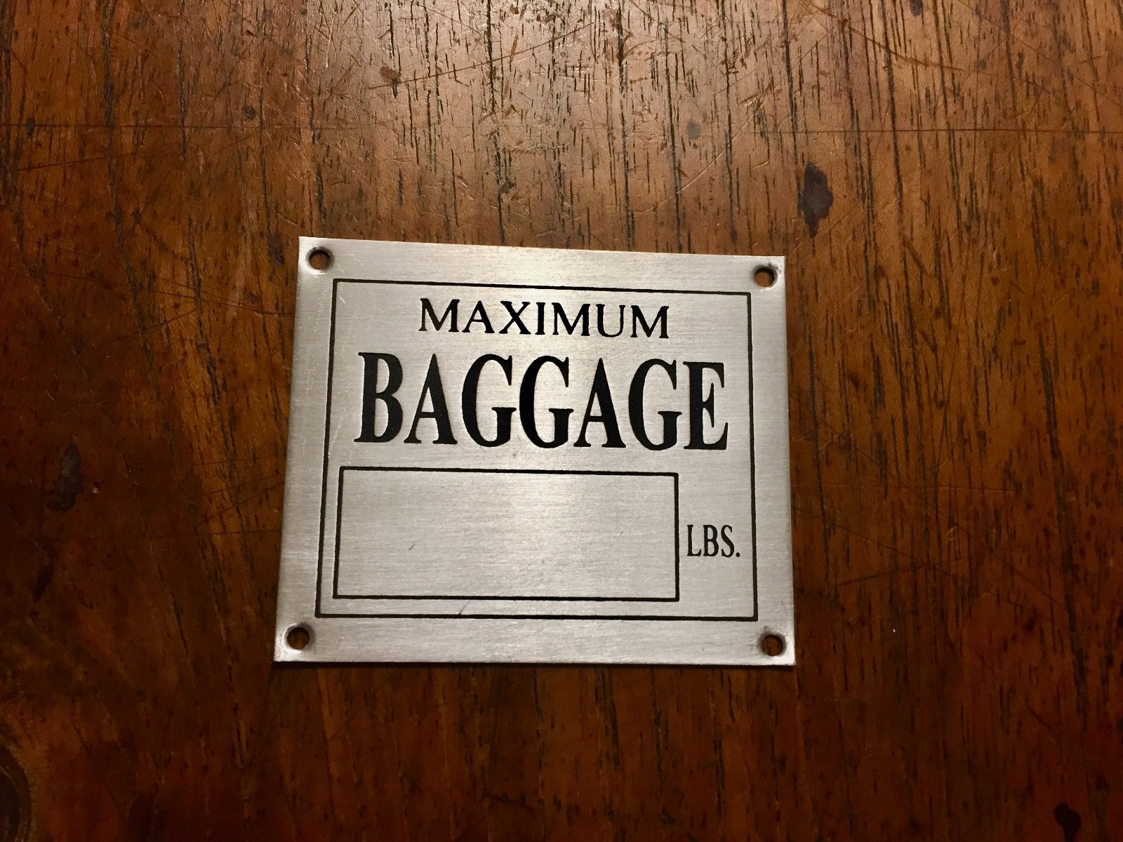 Aeronca Style Aircraft Baggage Compartment, Aluminum, Acid Etched, Neat