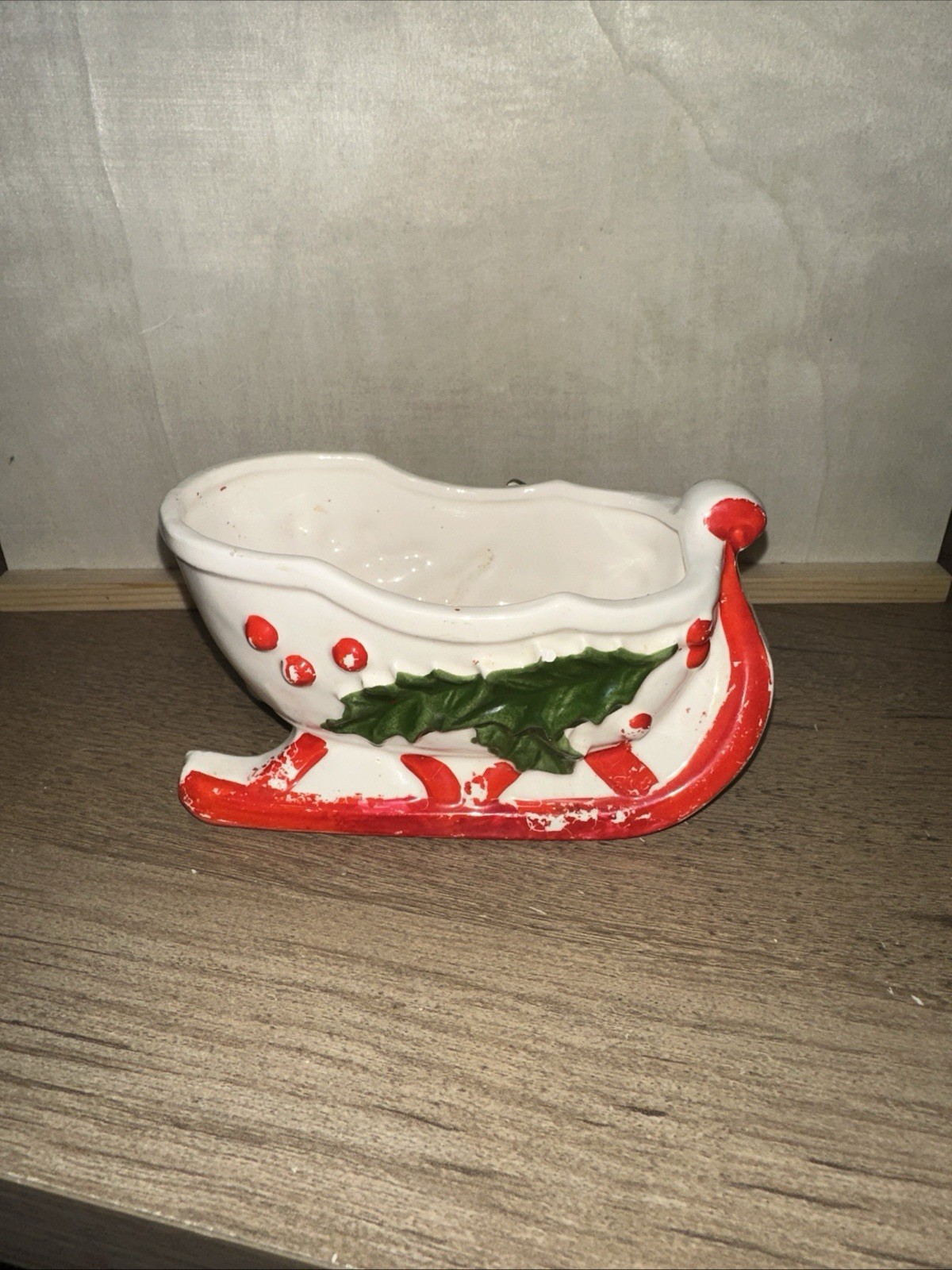 Sleigh Planter Candy Dish, chippy paint