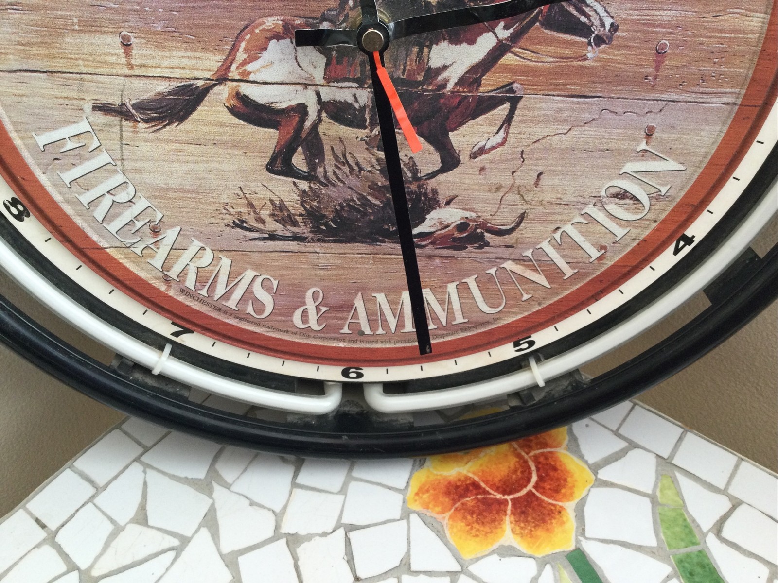 Winchester Forearms & Ammunition Wall Clock. 15” Around.