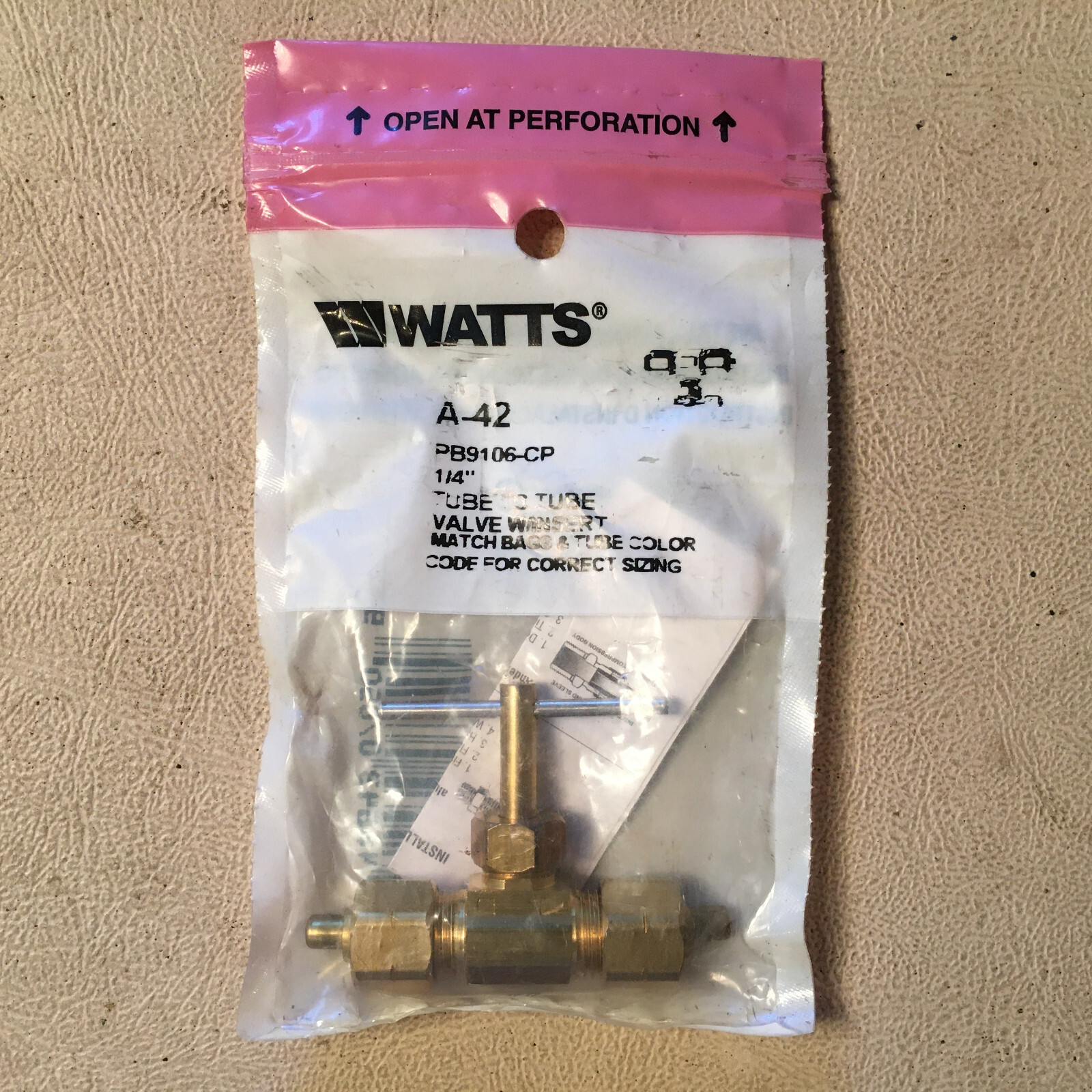 WATTS PB9106-CP ¼" Tube to Straight Valve,