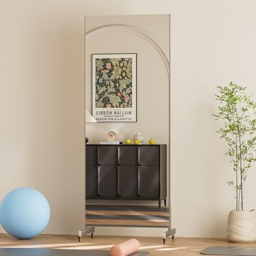 67"x28" Ultra-Light Mobile Floor Mirror with 360° Wheels, 0.04mm Shatterproof