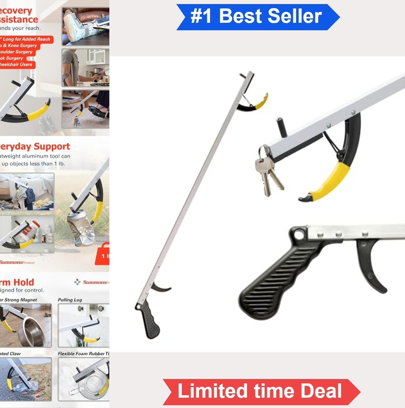 Reacher Grabber 32 Inch Lightweight Aluminum Trigger Handle Magnetic Tip Jaw