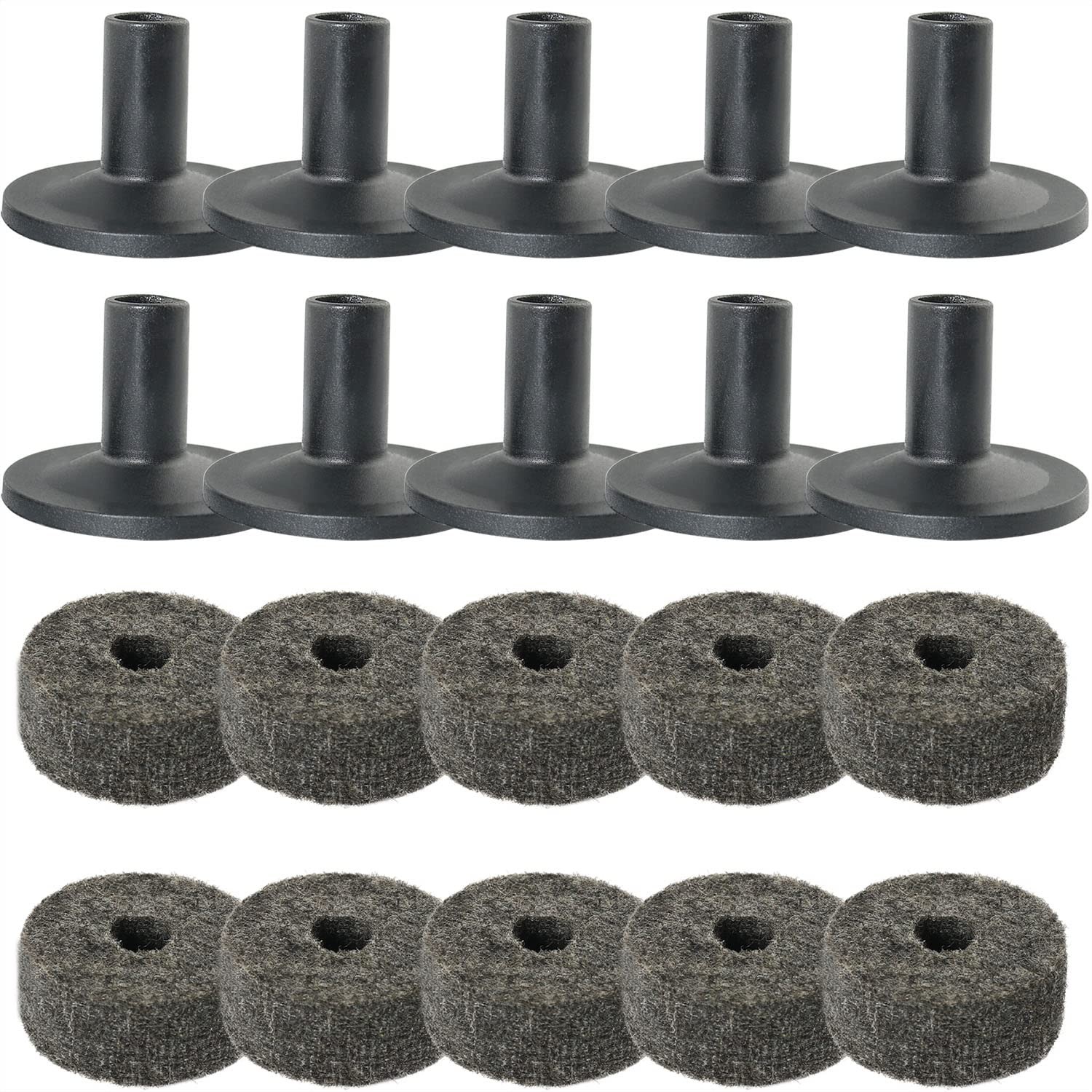 10 Sets of Gray Felt Washers for Drum Cymbal Stand Accessories