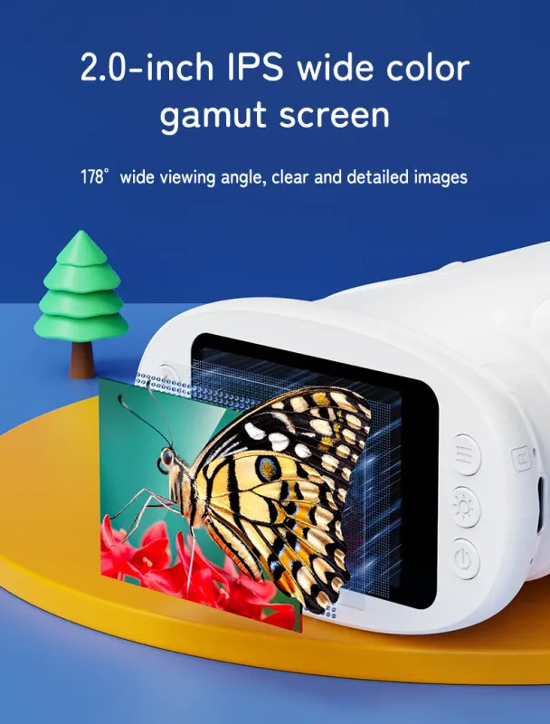 1000X Handheld Microscope for Kids 2.0" Screen Rechargeable Mini Pocket Digital