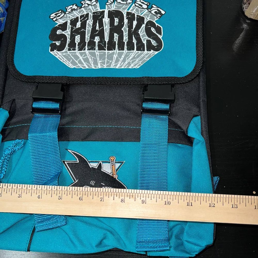 Vintage San Jose Sharks Retreat Backpack Bag Blue NHL Nasco Little America