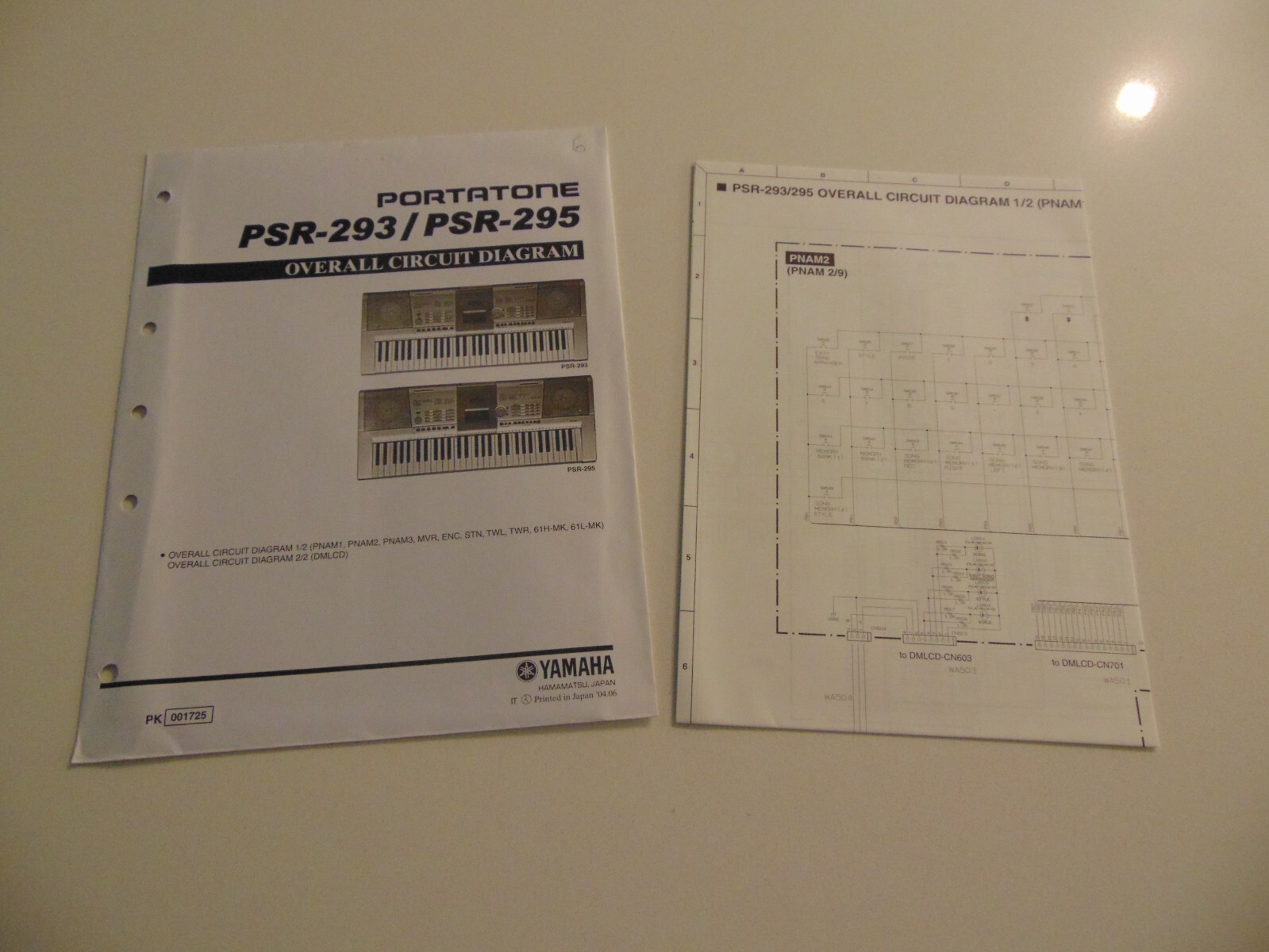 Yamaha Portatone PSR-293 PSR-295 Keyboard Overall Circuit Diagram Schematics