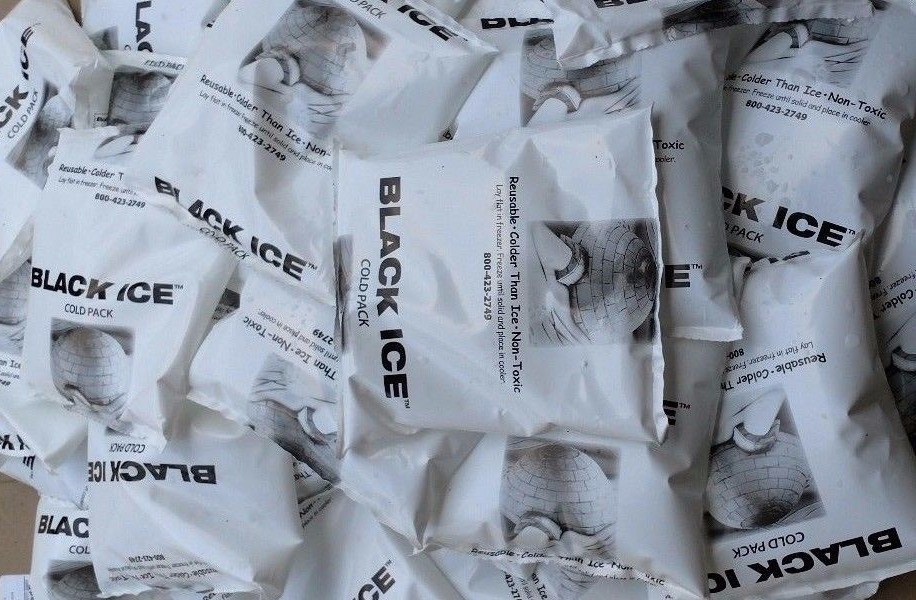 Lot of 16 Reusable Black Ice Freezer Cold Ice Pack Non-leak Non-toxic Pouch Food