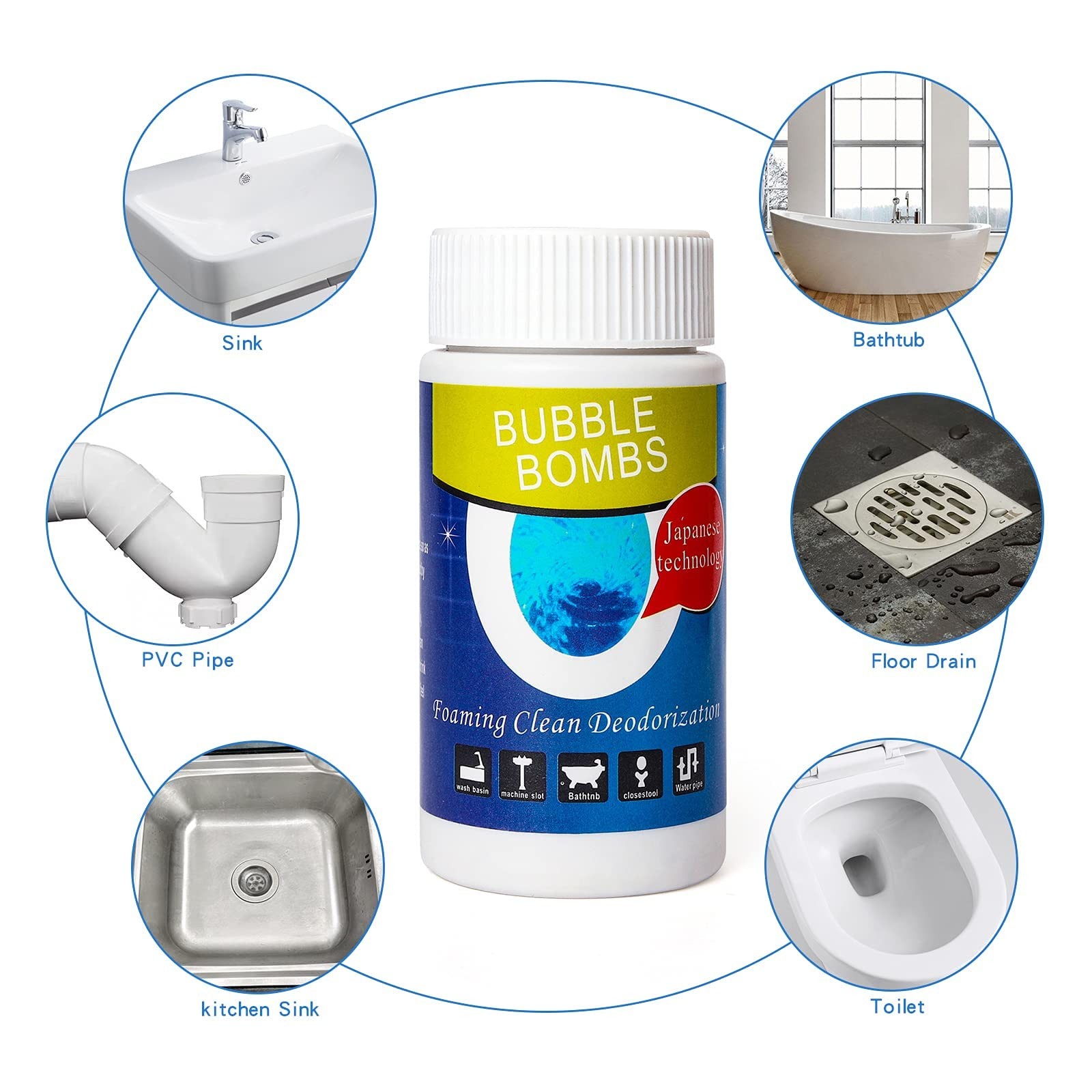 6 Pcs Bubble Bombs Drain Cleaner, Pipe Dredge Deodorant, Quick Dredge Pipelin...