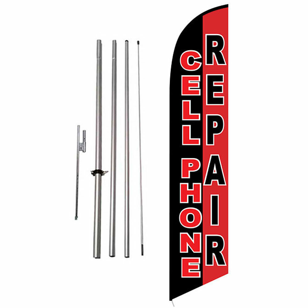 Cellphone Repair Advertising Feather Banner Swooper Flag Kit with Stake
