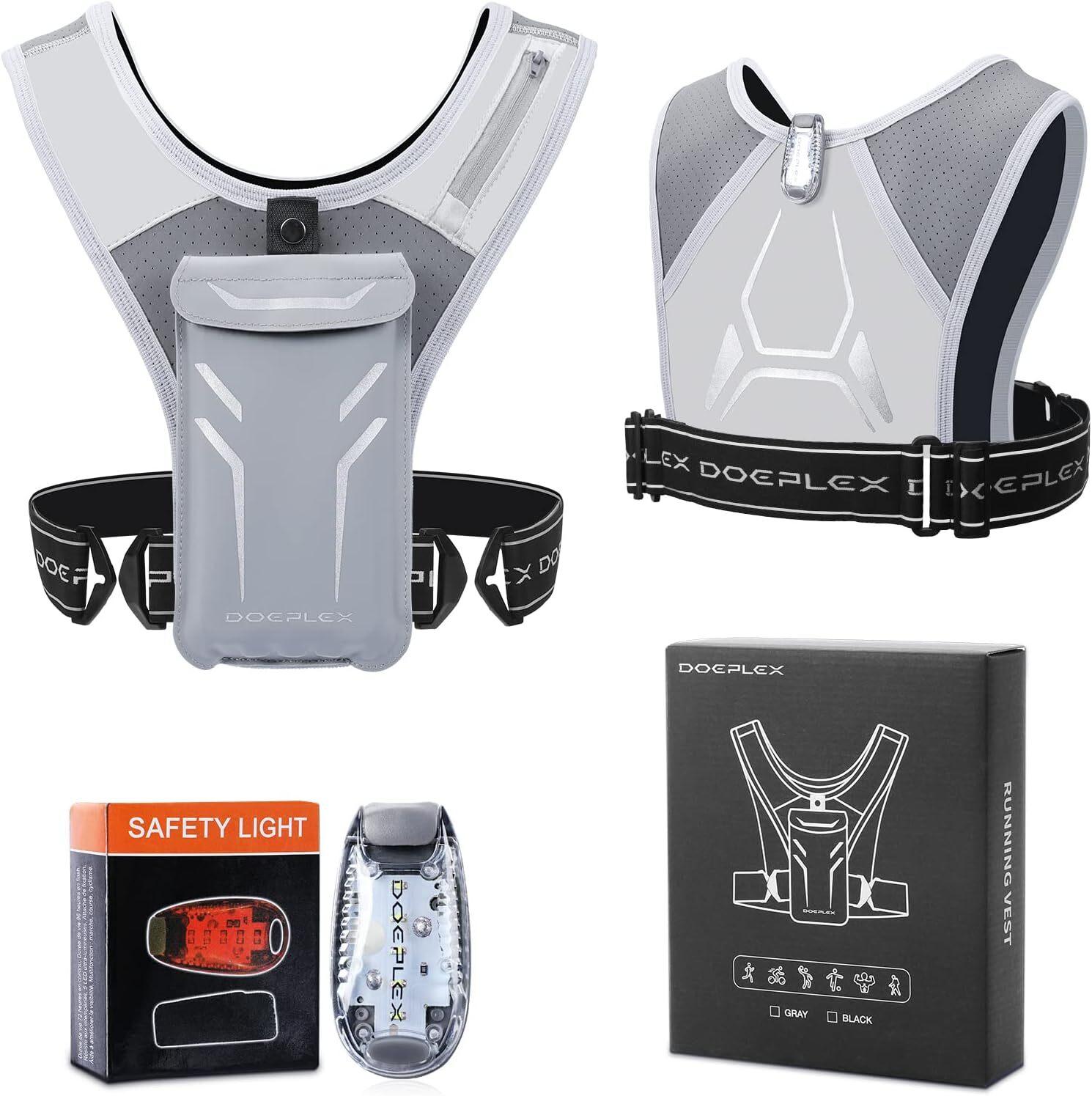Doeplex Running Vest w/ Adjustable Waistband Chest Pack Backpack Smart Materials