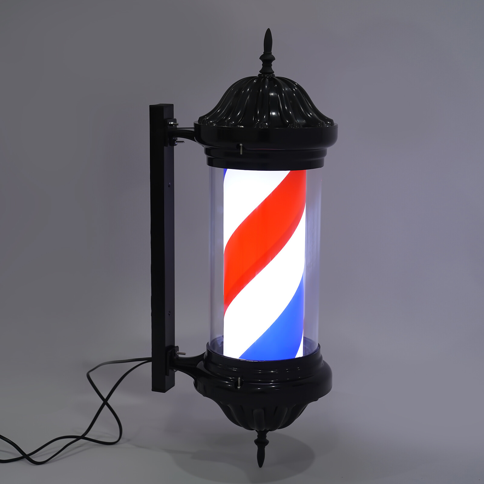 Barber Pole LED Light Red White Blue Rotating Stripes Metal Hair Salon Sign lamp