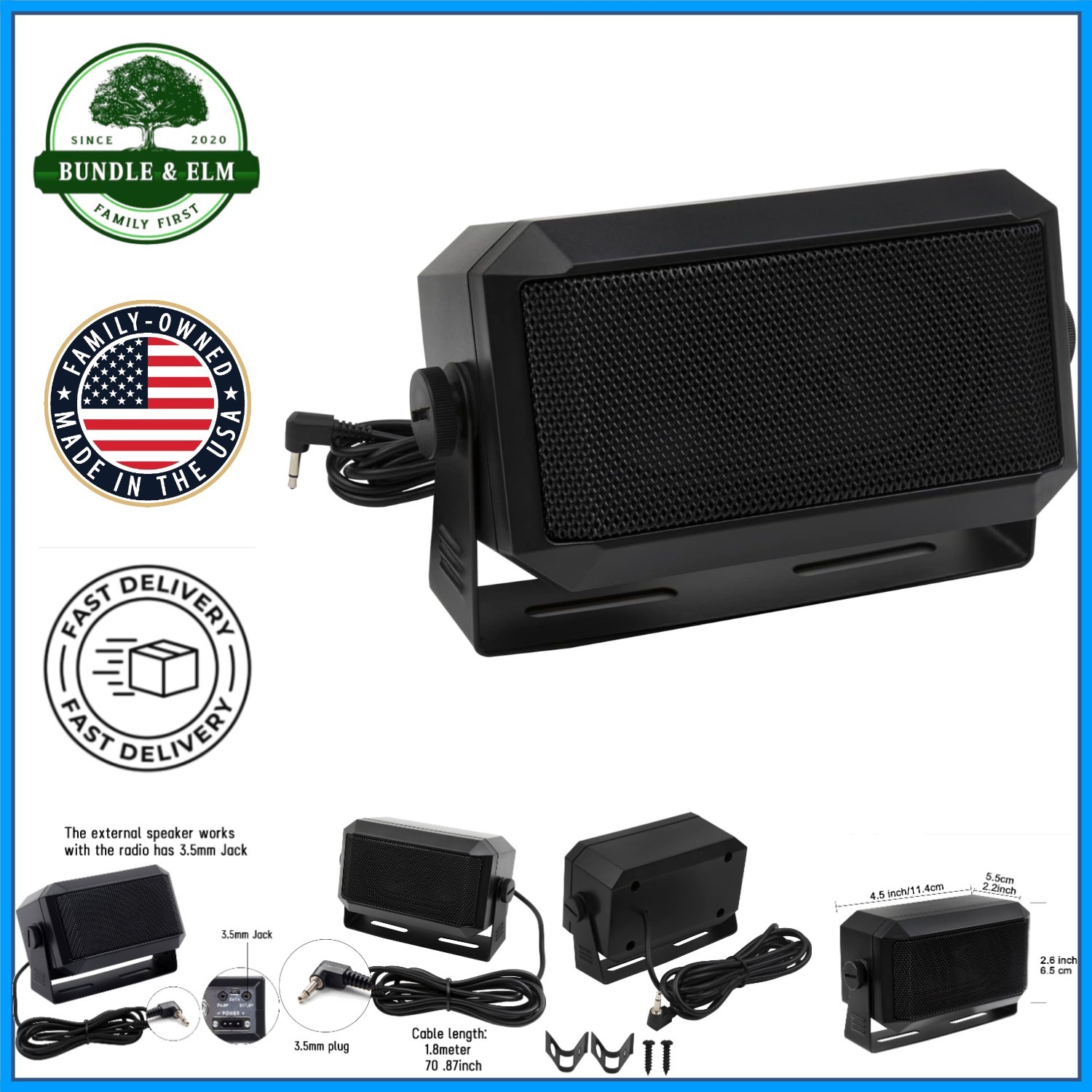 5 Watt External Speaker for Amateur Radios, Two-Way Radios & Police Scanners