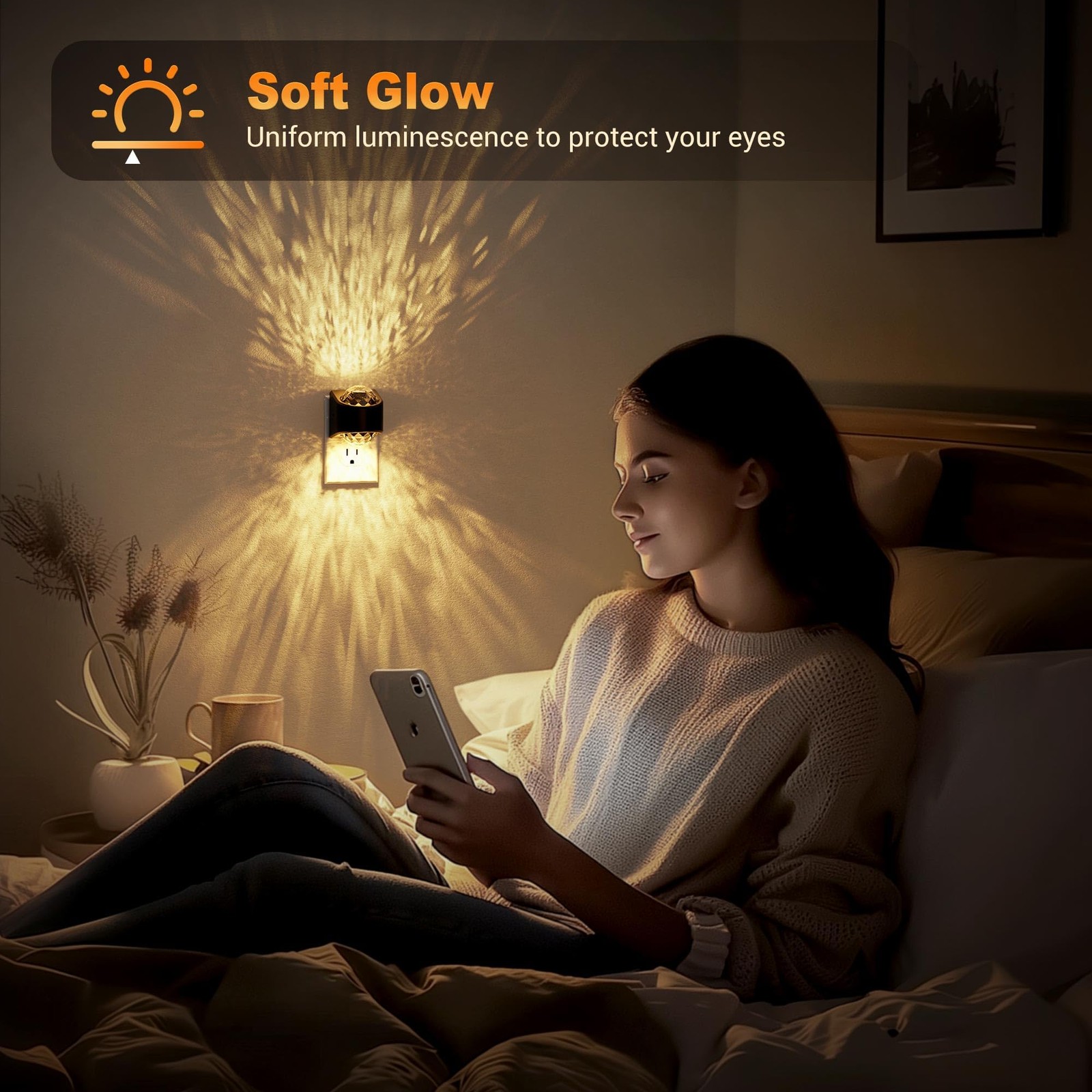 Night Lights Plug into Wall, Star Projector Night Light with 3000K Soft White...