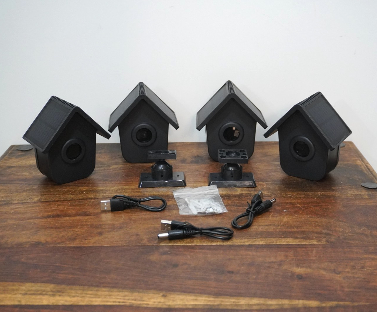 Lot of 4 - New HTZSAFE Solar Wireless Motion Sensors Model HB-T504 w/2 Mounts