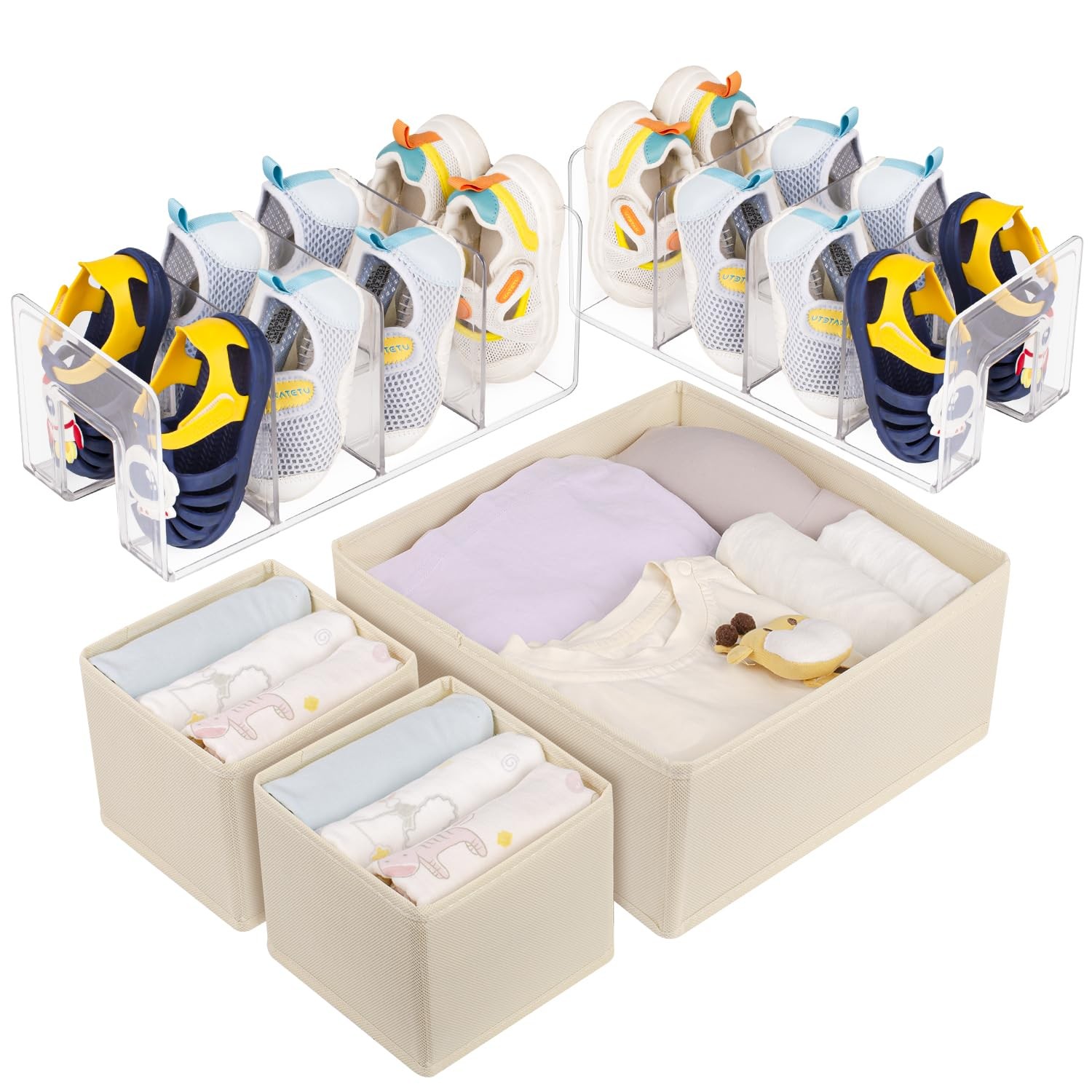 YILEGSYO 5 Pack Drawer Organizer Clothes, Foldable Baby Transparent