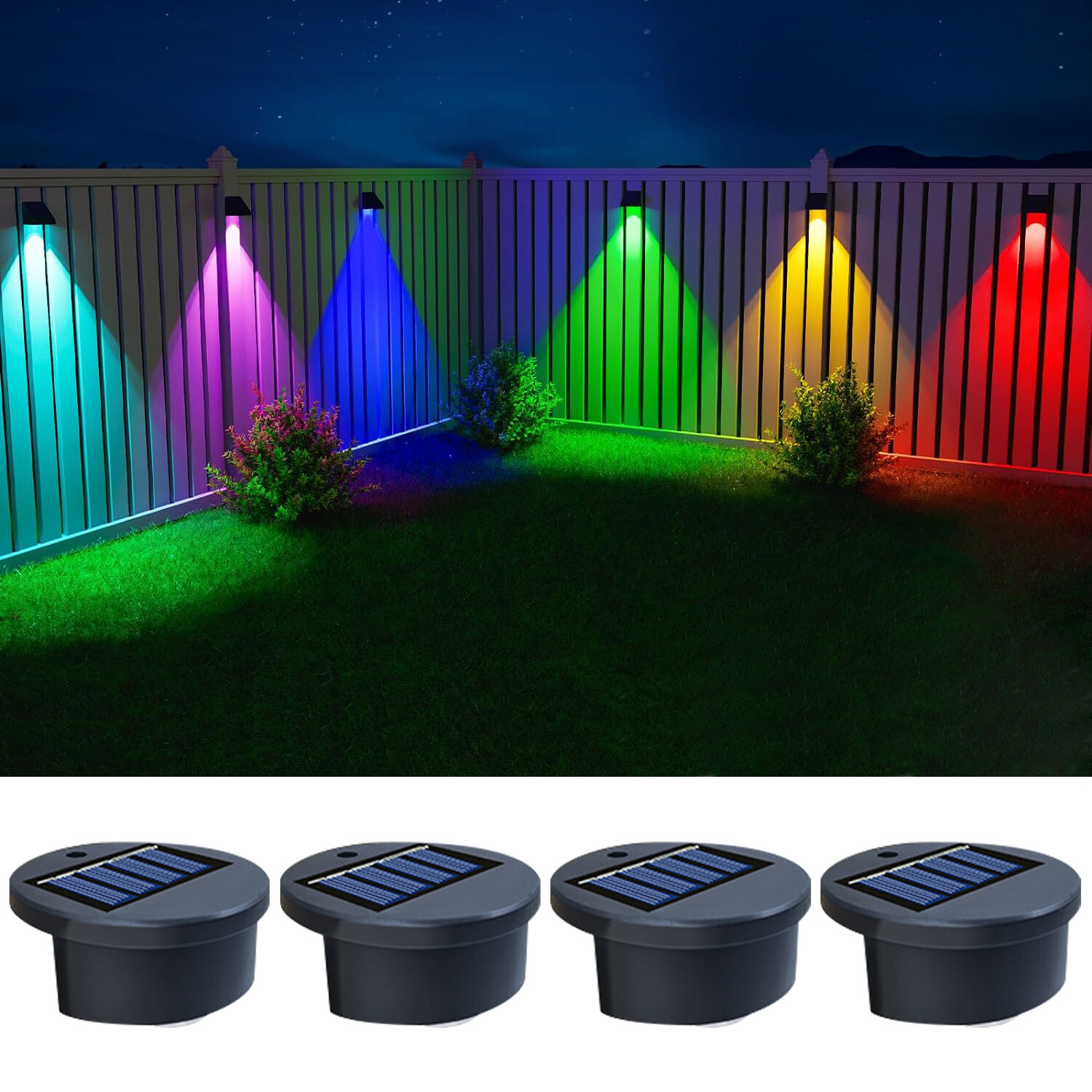 4Pack LED Solar Power Fence Lights Deck Door Wall Stair Step Outdoor Garden Lamp