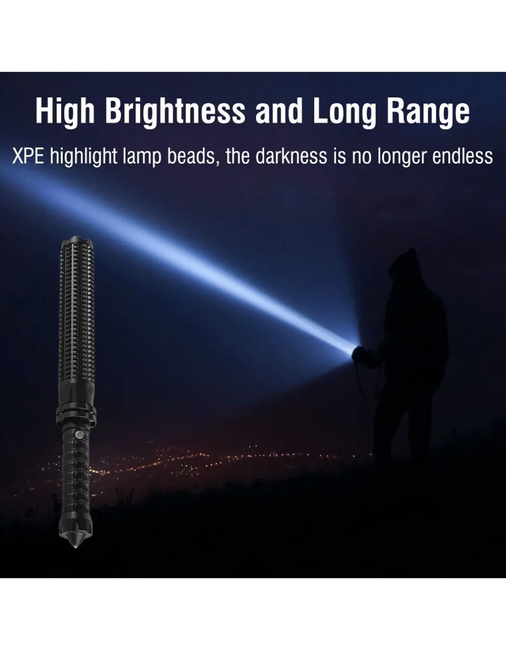 Flashlight Rechargeable Zoom Security Tactical Torch Camping Lamp