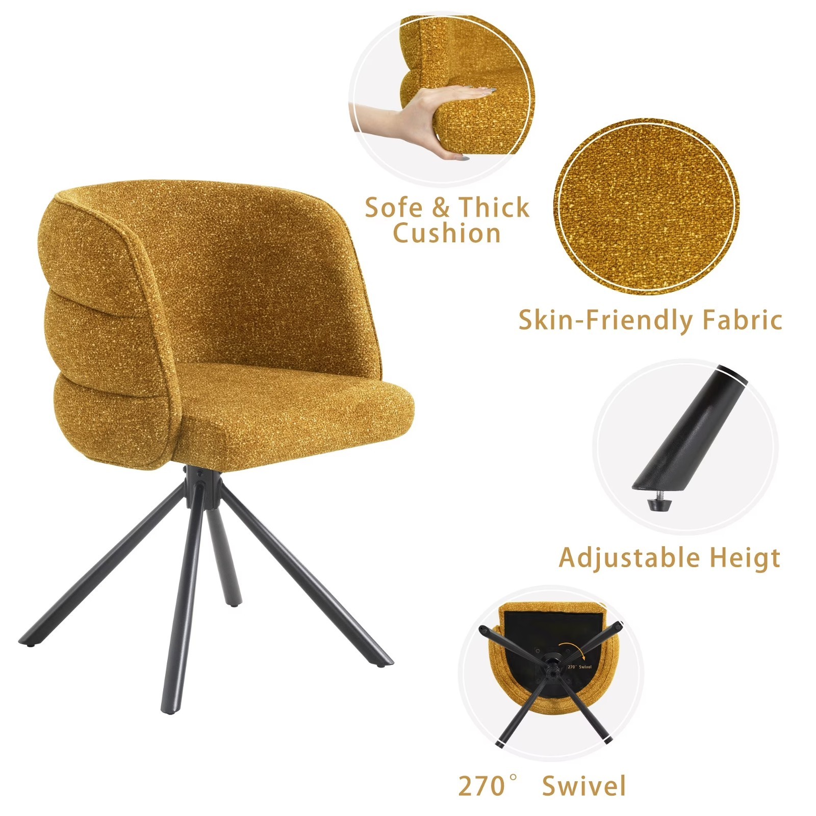 Swivel Home Office Desk Chairs Set of 2 Upholstered Dining Vanity Accent Chair