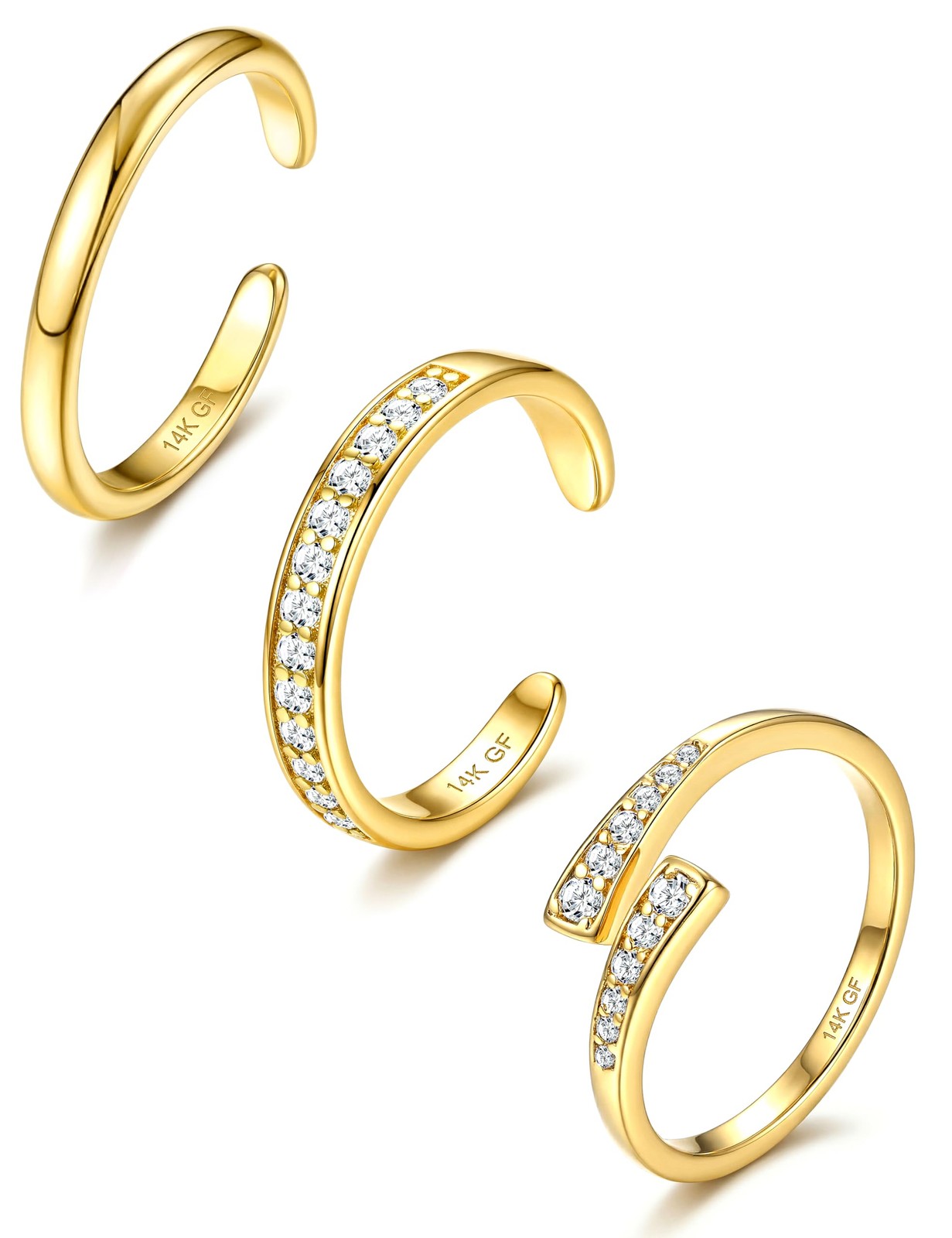 14K Gold Filled Toe Rings for Women Non Tarnish,Adjustable Open Band Toe Ring...
