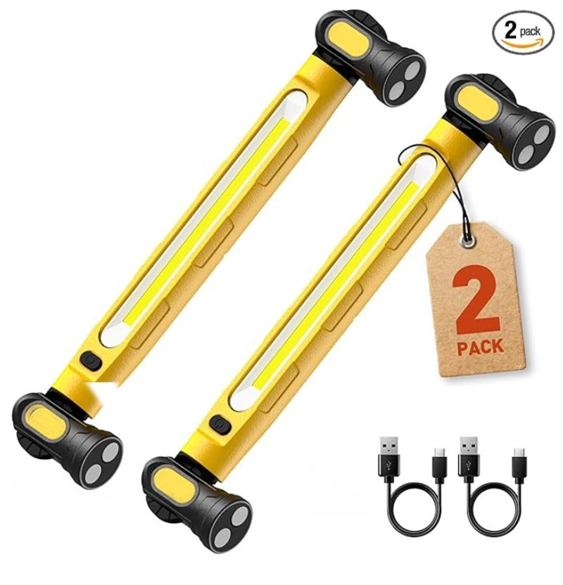 2Pack Under Hood Work Light Bar,6000mAh LED Magnetic Light Bar with Hooks