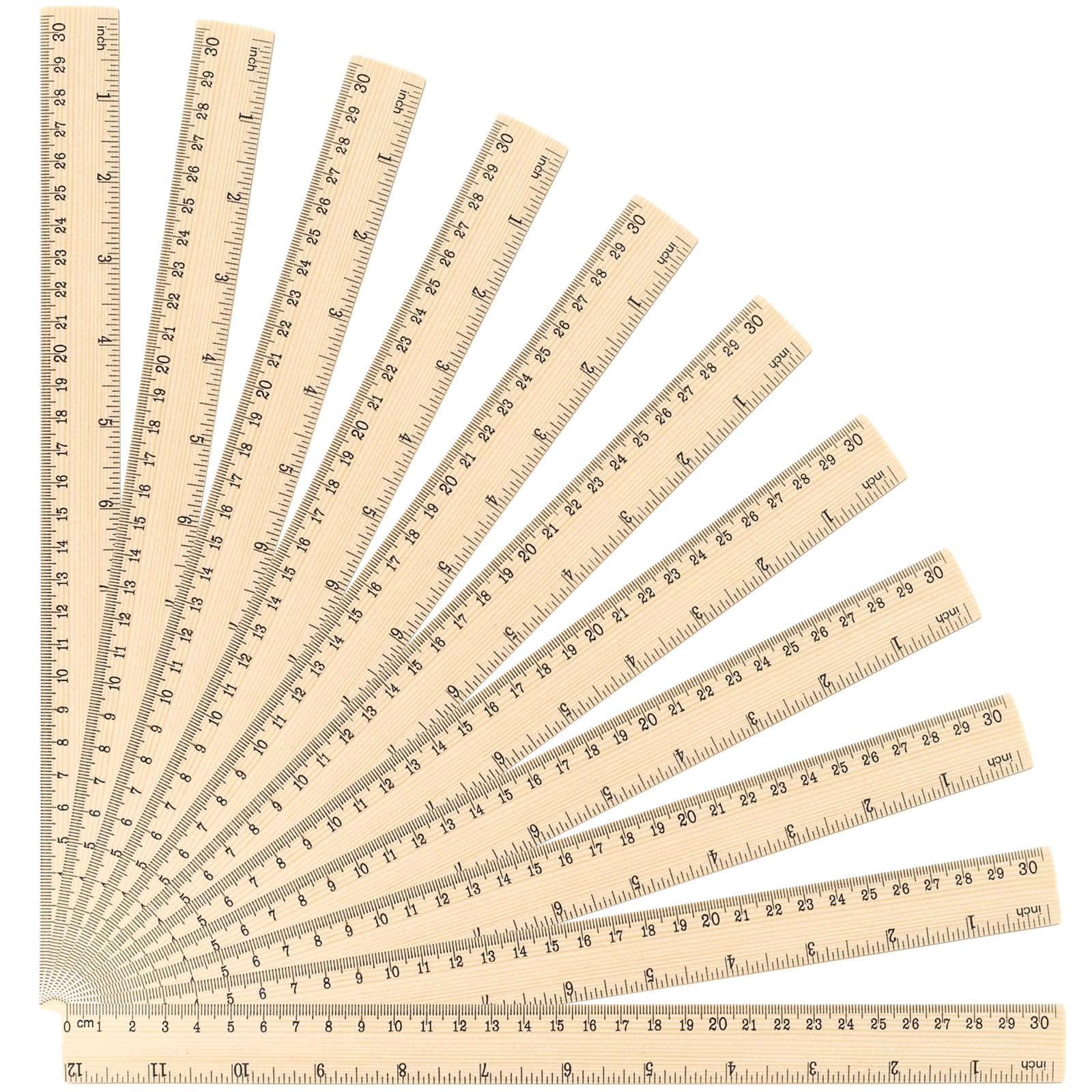 24 Pack 12 Inch Wooden Rulers 2 Scale Measuring Rulers for Classroom Home Office