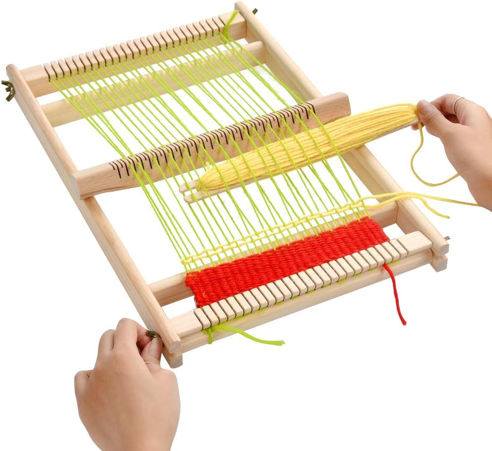 FOCCTS Wooden Multi-Craft Weaving Loom Large Frame 9.84 X 15.35 X 1.3Inch, Tapes