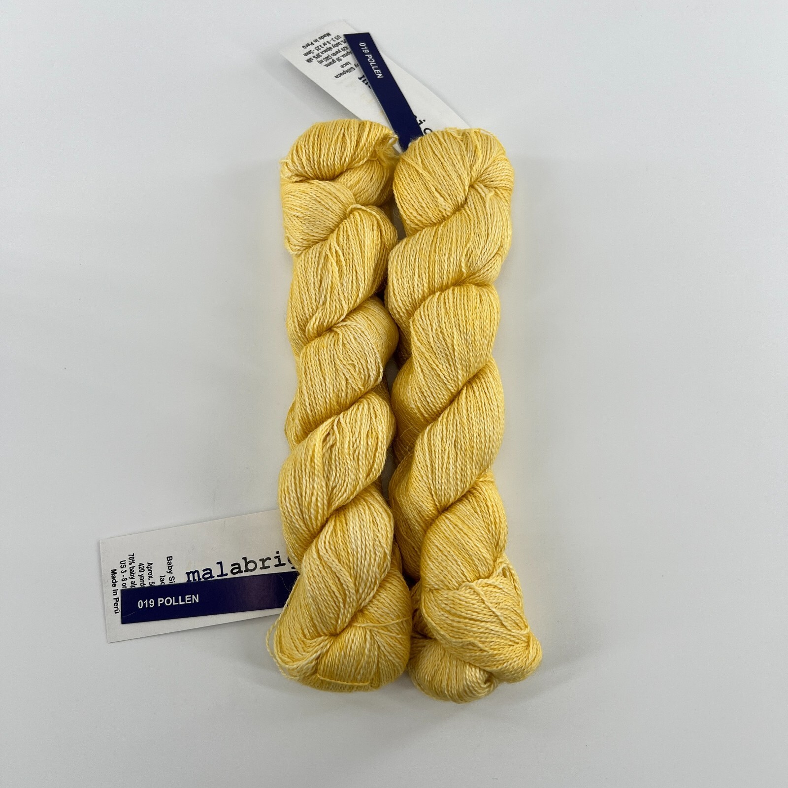 Lot of 2 Skeins - MALABRIGO Baby Silkpaca Lace Yarn | 50Gr | 420Yds | POLLEN