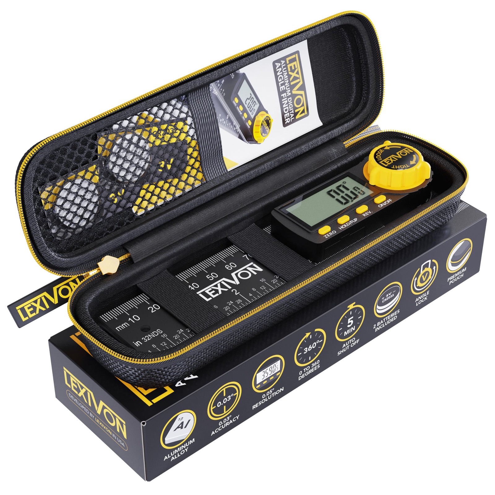 Digital Angle Finder 5 Inch 130mm Protractor High Resolution LCD Measure Tool