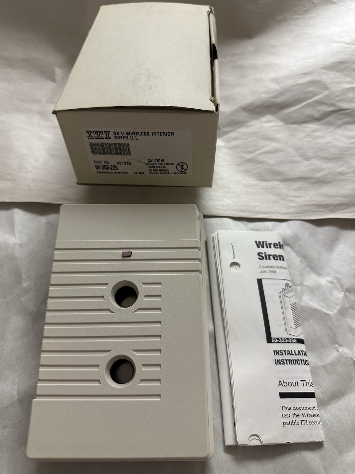 NEW ITI SX-V Wireless Interior Siren U.L. Part No. 60-353-235