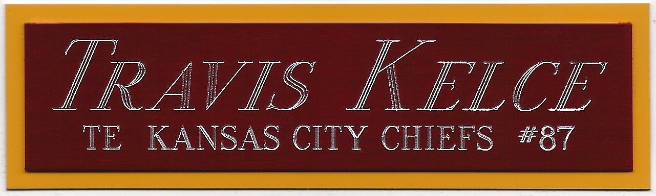 TRAVIS KELCE KC CHIEFS NAMEPLATE FOR AUTOGRAPHED Signed FOOTBALL-PHOTO-HELMET