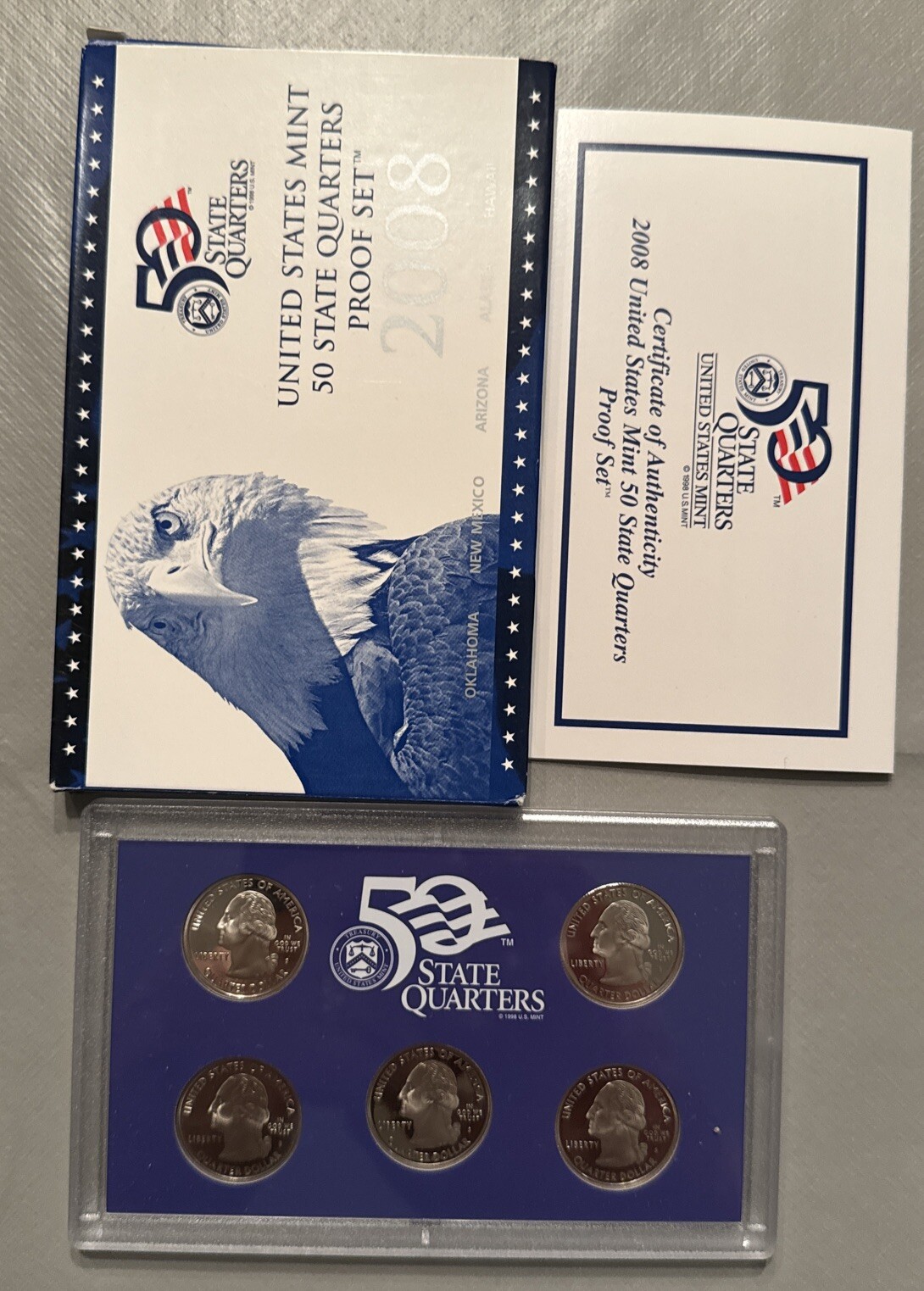 2008 S San Francisco State Quarter 5 Coin CLAD Proof Set Complete OGP COA