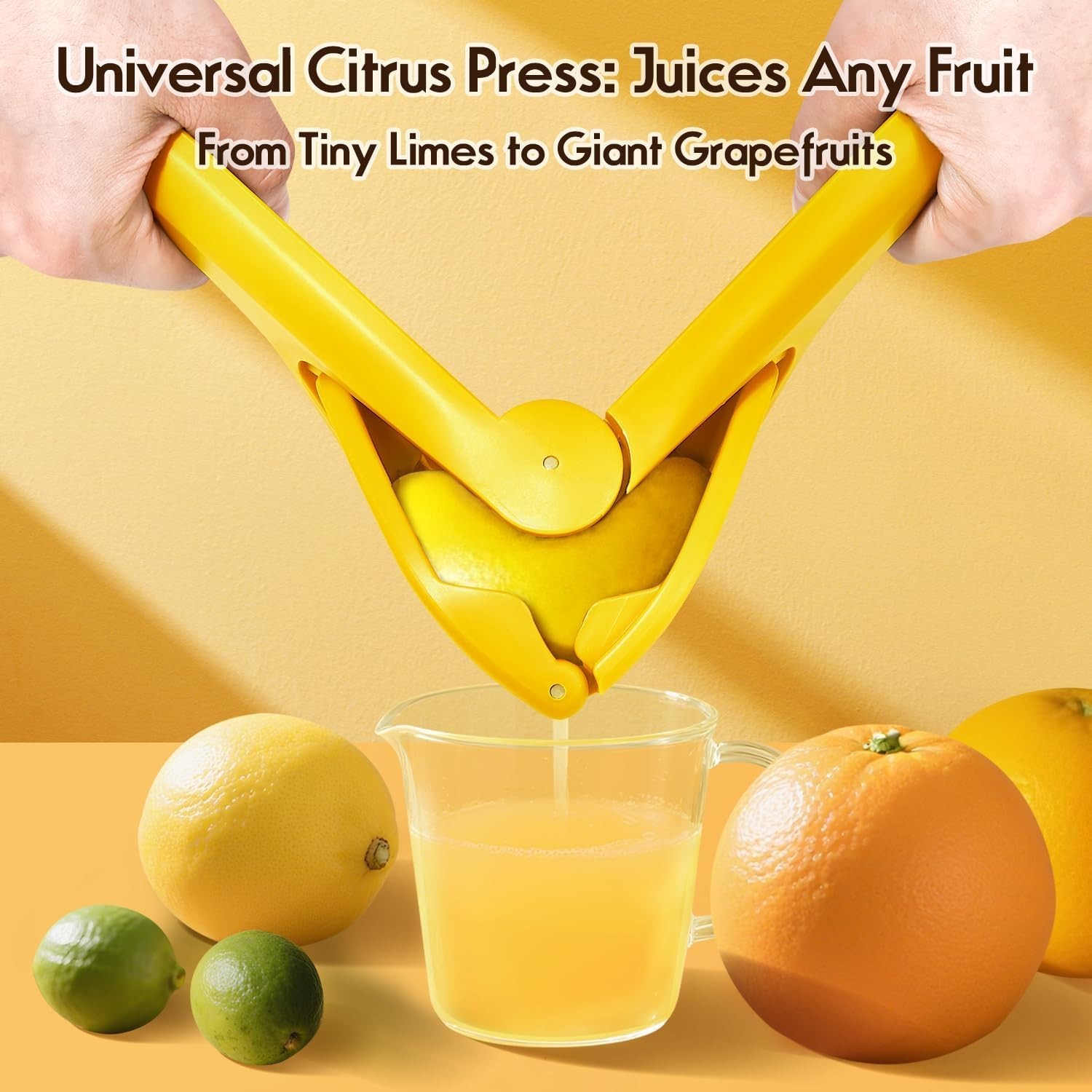 Compact Handheld Lemon Juicer for Effortless Juice Extraction - 8.66” Yellow