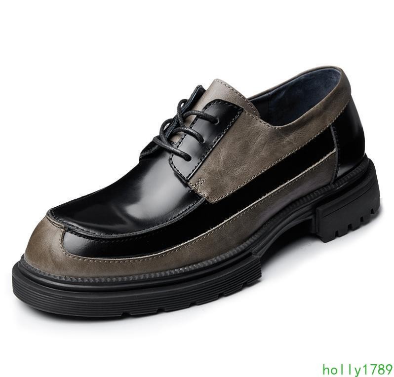 Brirish Men's Round Toe Lace Up Leather Shoes Business Dress Leisure Work Party